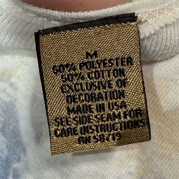 Notations Butterfly Graphic Tee M Blue Brown Rhinestone Print Y2K USA Made VTG - Picture 8 of 9